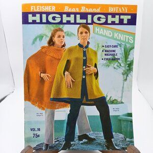 1969 Highlight Hand Knits Pattern Booklet, Fleisher Bear Brand Botany Yarns Vint